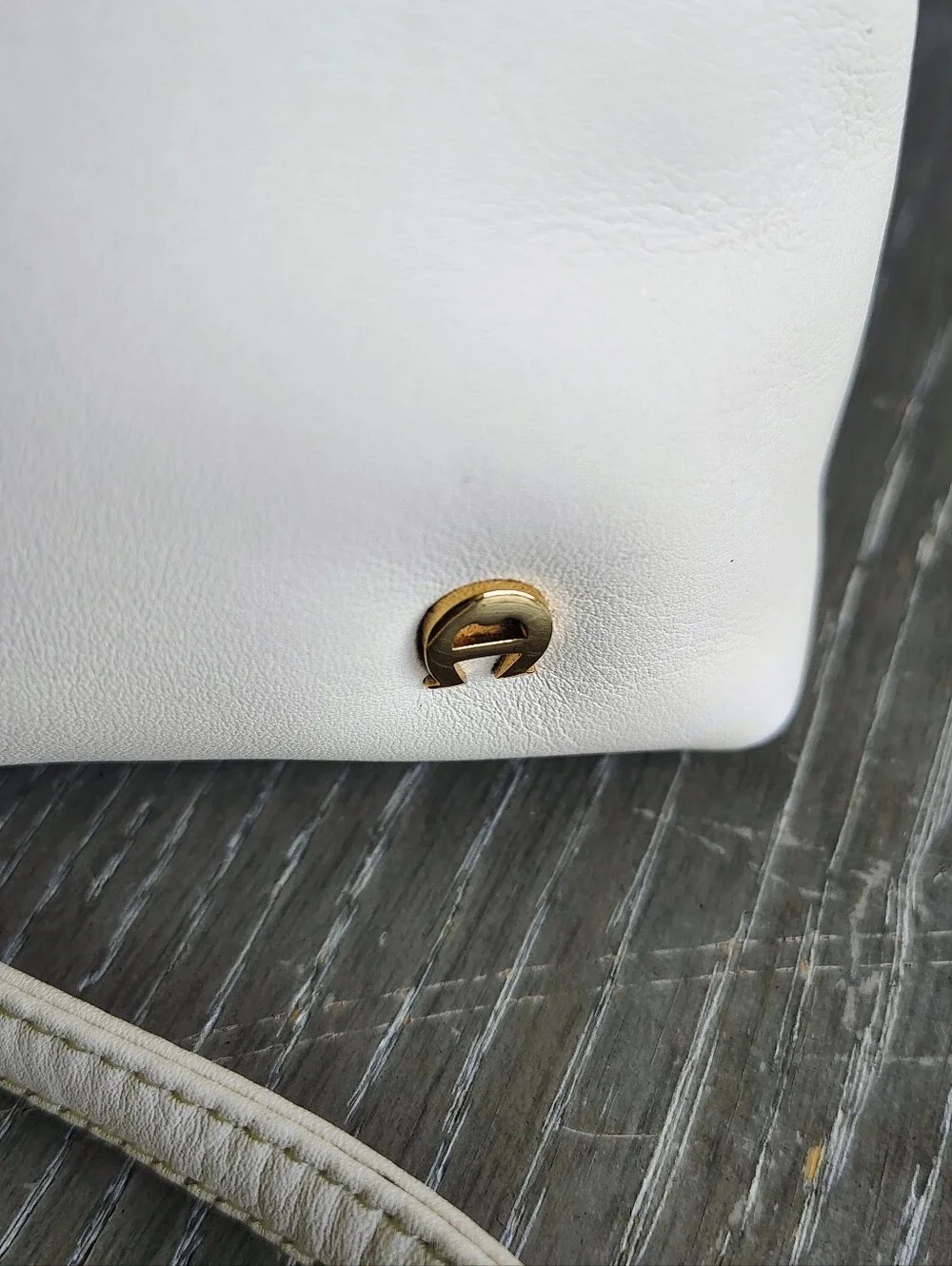 Etienne Aigner Ivory Genuine Leather Adjustable Shoulder Bag Gold Hardware NWT